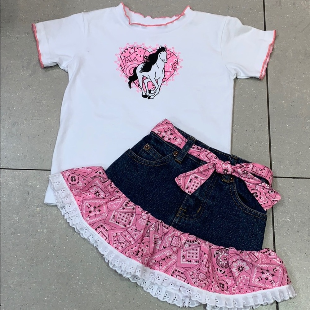 Kiddie Korral girls T-shirt & skirt only WORN ONCE